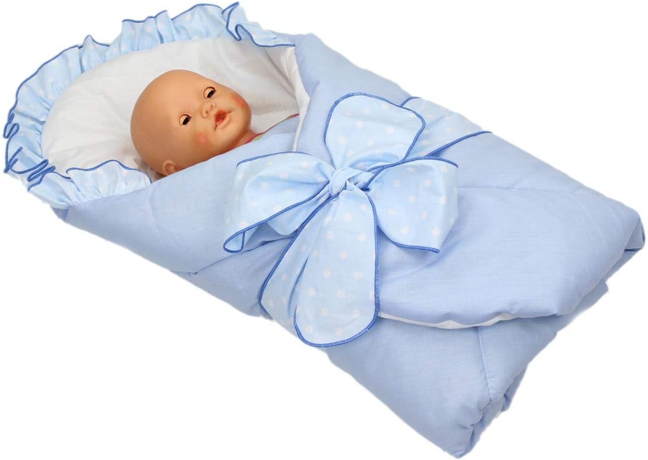 TupTam Baby Swaddle Blanket Padded Wrap with Deco Bow, Blue, 70 x 70 cm - Image 5