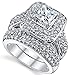 .925 Sterling Silver Princess Cut Cubic Zirconia Wedding Ring Set, Size 7