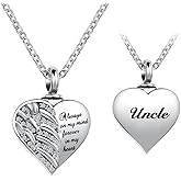 LuxglitterLin Guardian Angel Wings Cremation Jewelry for Ashes Heart Crystal Urn Necklaces for Ashes Memorial Keepsake Necklace Always on Mind Forever in My Heart