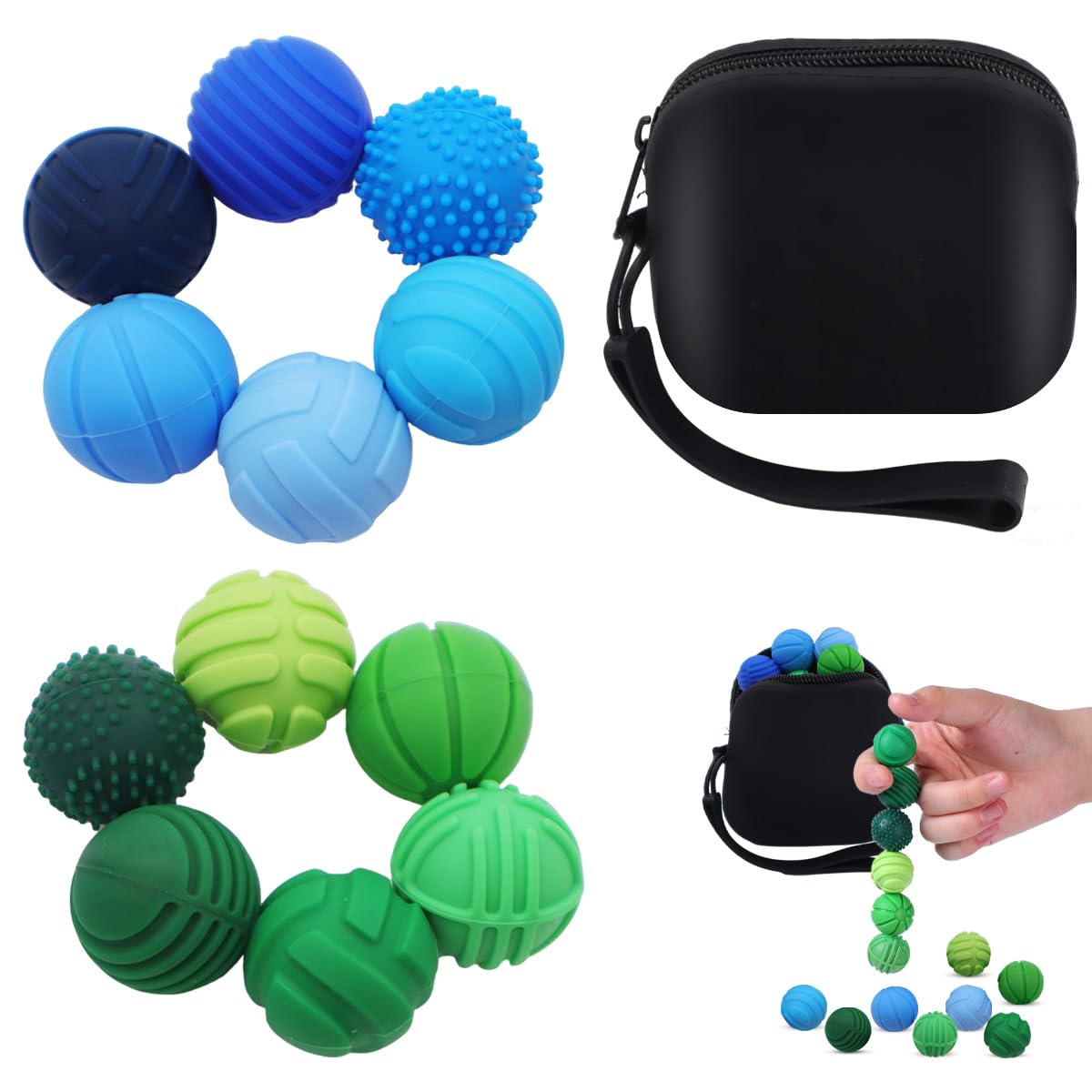 Doodlewitz Magnetic Fidget Balls Toys - 12Pcs Weighted Texture Tactile Sensory Fidget Balls, Stress Anxiety Relief Toys for Fingers Hands, Office Desk Toy, for Adults & Teens