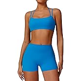 QBGJTD Two Piece Workout Sets For Women Sports Bra Matching High Waist Scrunch Butt Shorts Gym Yoga Athletic Clothes