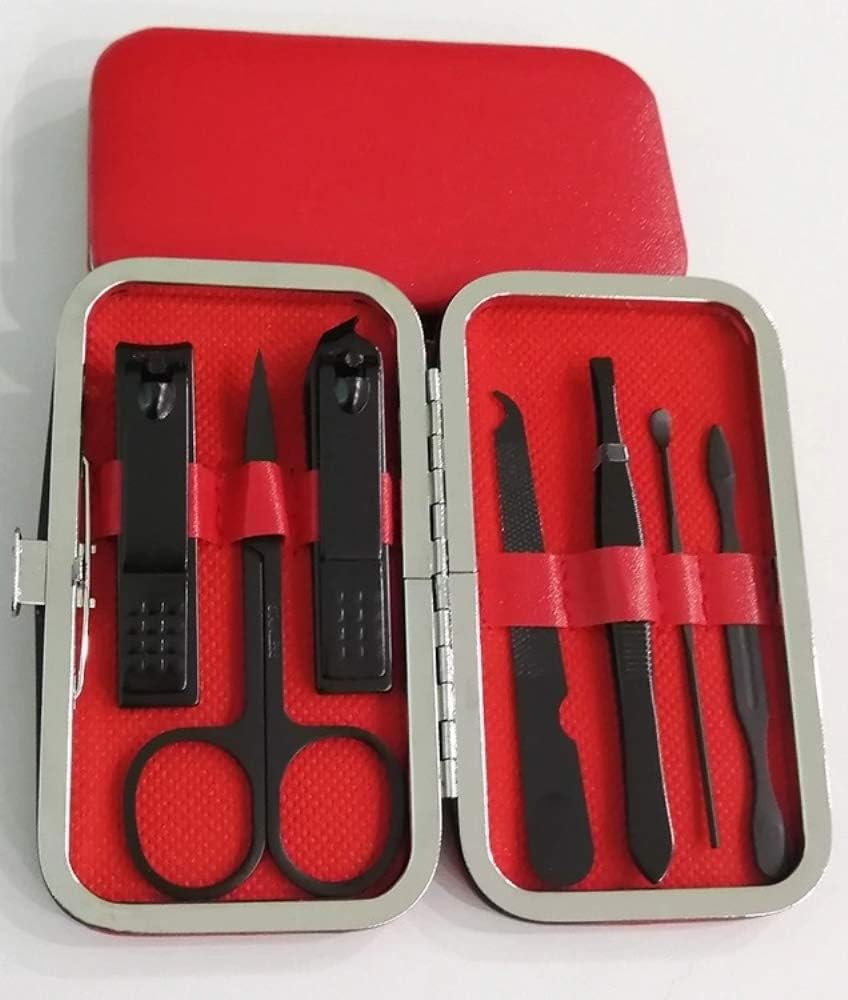NIUTA Manicure Set, Nail Clippers,Luxury Manicure 7 In 1 Stainless Steel Professional Pedicure Set Grooming kit,Gift for Nail Care Red