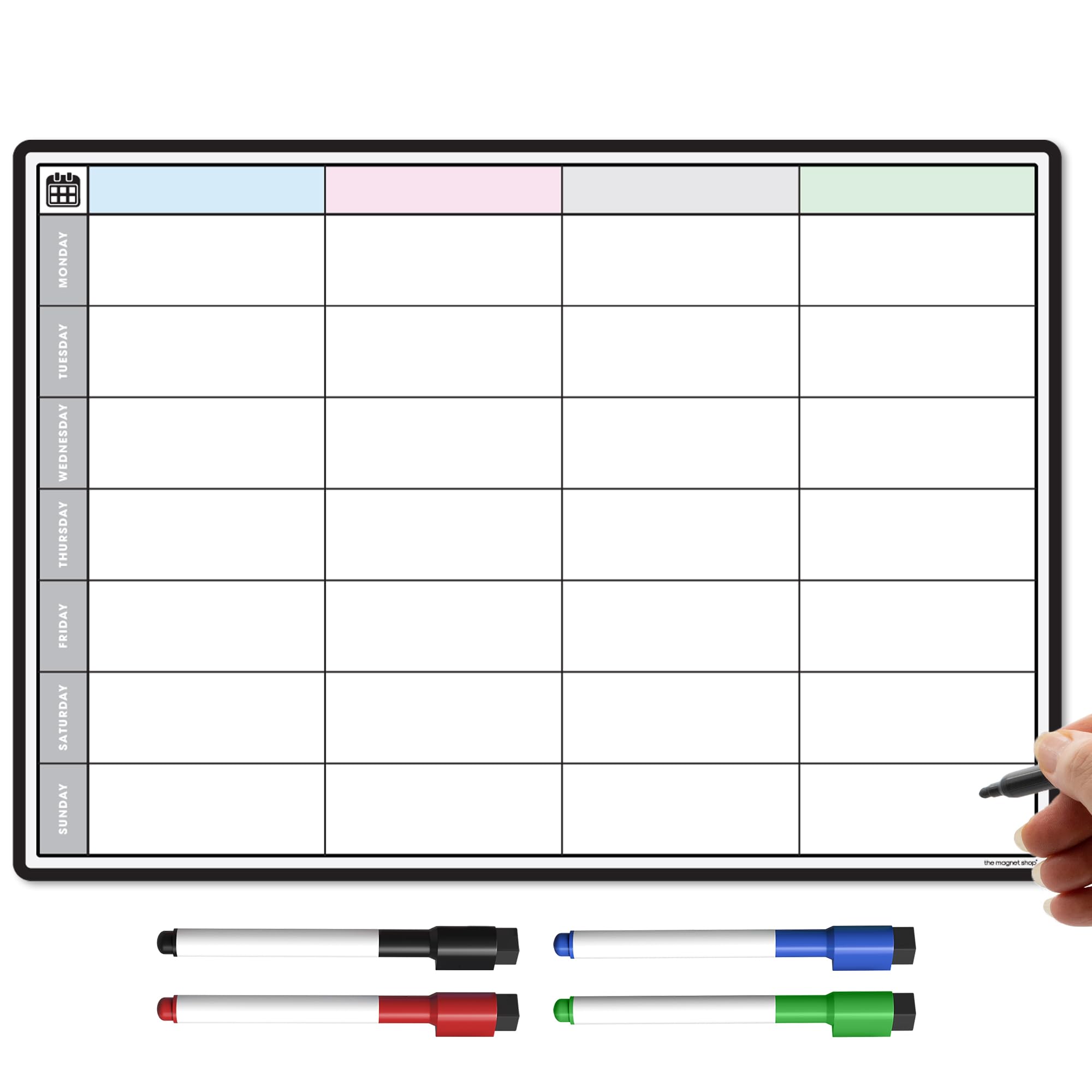 TMS A3 Magnetic Weekly Planner and Dry Wipe Pens | Fridge Magnet Calendar or Meal Planner Whiteboard for Kitchen | Dry Erase Memo Board for to Do List, Office Notes or Daily Reminders