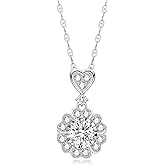 biuanni Moissanite Flower Pendant Necklace for Women,S925 Sterling Silver Diamond Style Dainty Jewelry Gift for Mom Wife