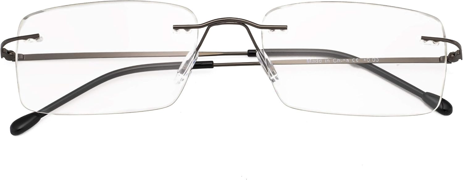 Eyekepper Frameless Reading Glasses for Men Reading - Rectangle Rimless Reader Eyeglasses Gunmetal +2.25 - Image 3