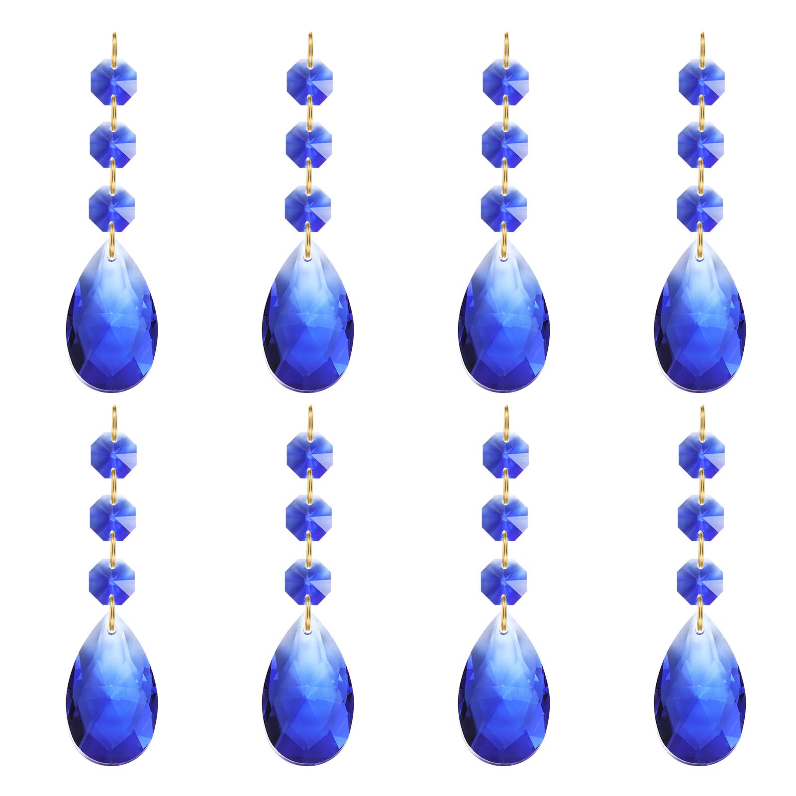 PATIKIL Teardrop Crystal Chandelier Pendants Beads, 8 Pack 100mm Length 38mm Chandelier Prisms Parts Ornaments Hanging Beads for DIY Arts Crafts Decoration, Blue