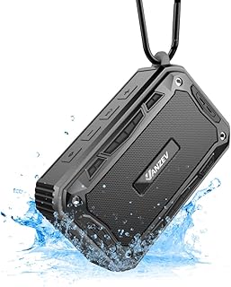 VANZEV Tragbare Bluetooth Lautsprecher Boxen Wasserdicht mit FM Radio Eingebautem Mikrofon, Top für Fahrrad-Fahren Party Strand Reise PC Outdoor Dusche iPhone Samusng, Schwarz