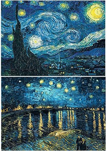 Chogial 2 Pack DIY 5D Diamond Painting Kit, Full Diamond Starry Night Embroidery Rhinestone for Home Wall Decor (40cm X 50cm)