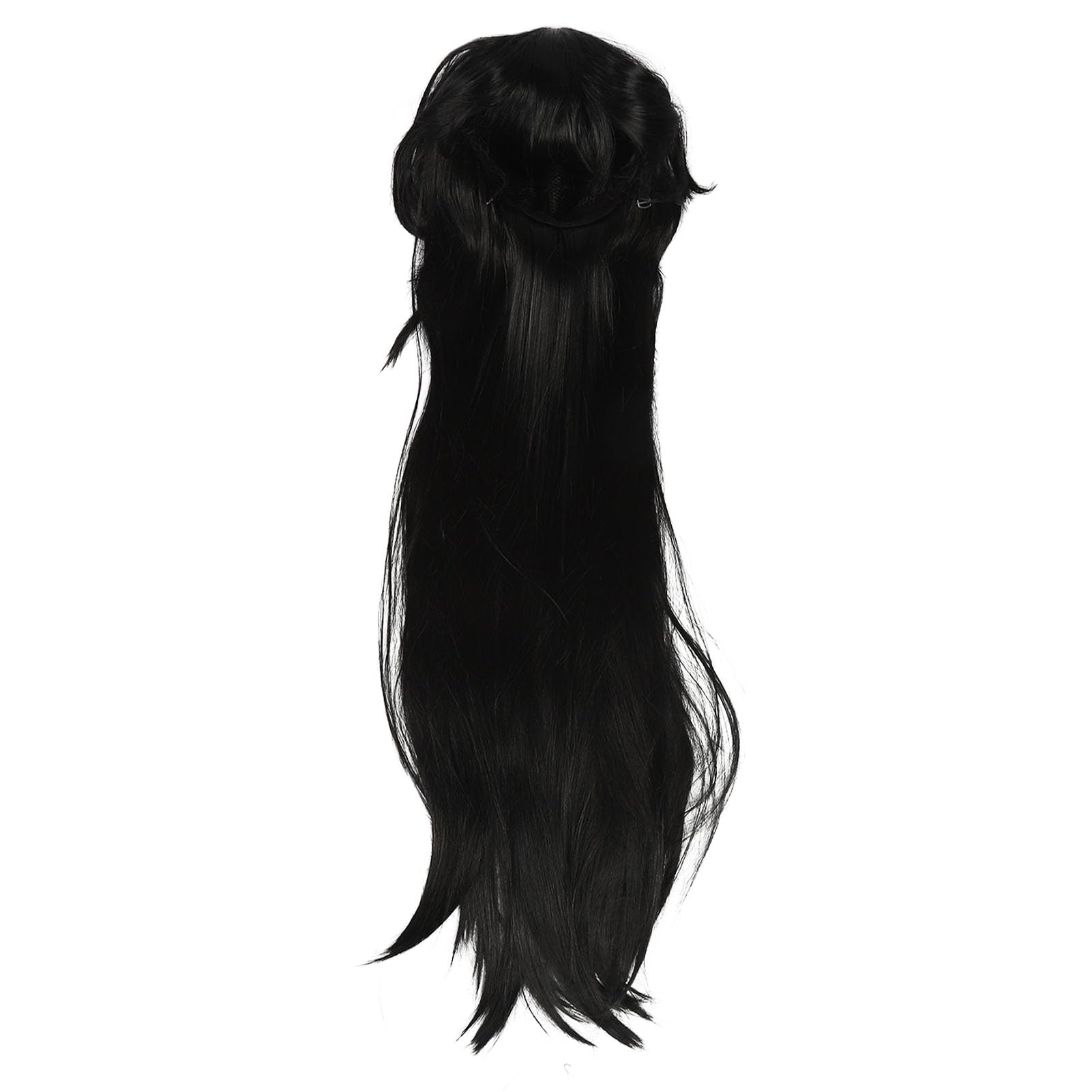 BSTCAR Women Long Straight Wig Black, Heat Resistant Synthetic Hair Wig with Bangs for Daily Party Halloween