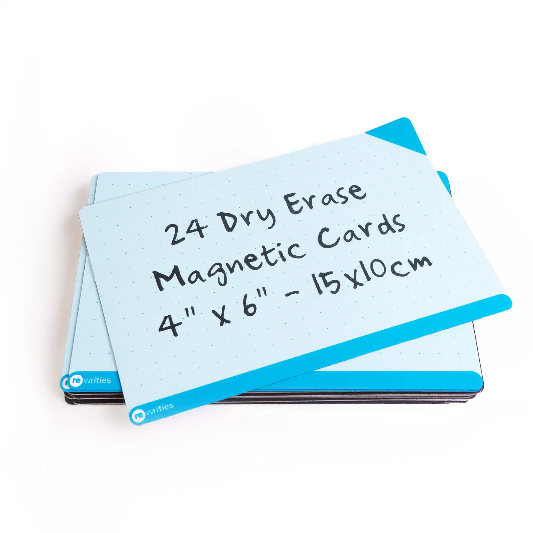 Rewrities Notes - 24 Dry Erase Magnetic Cards 10 x 15 cm - Reusable Notes for Whiteboard, Tasks, Planning, Projects, Organization - Blue