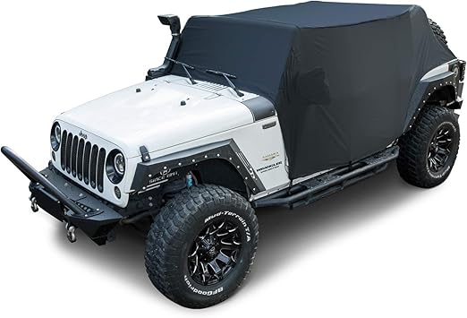 Amazon Com Cab Cover 82215370 Car Cover For Jeep Wrangler Jk Jku Jl Jlu 2007 2020 4 Door Black Oxford Sun Shade Car Cover Door Hard Top Off 8104109 Automotive