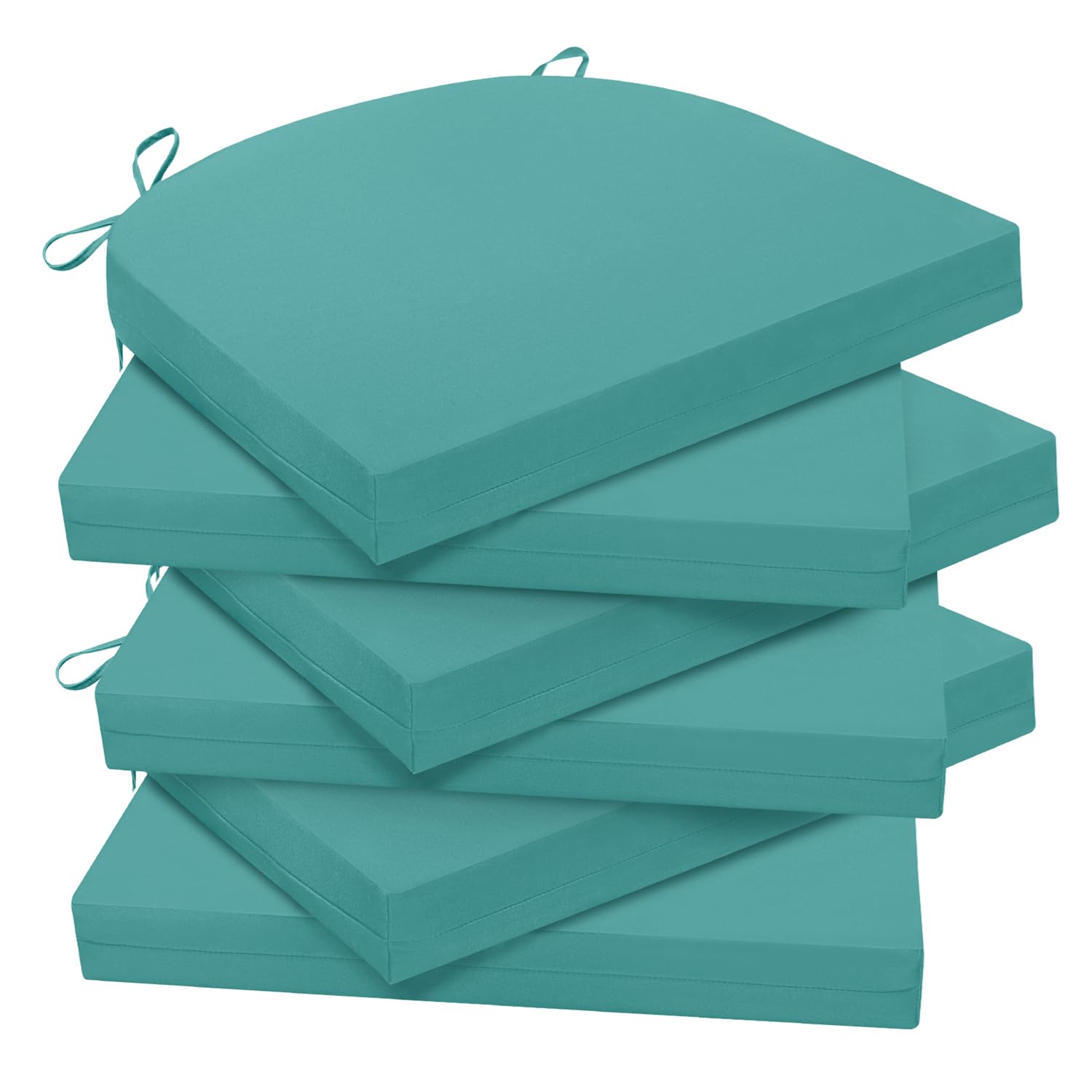 Photo 1 of Wellsin Outdoor Chair Cushions for Patio Furniture - Patio Chair Cushions Set of 6 - Water Resistant Round Corner Outdoor Seat Cushions 17"X16"X2", Teal