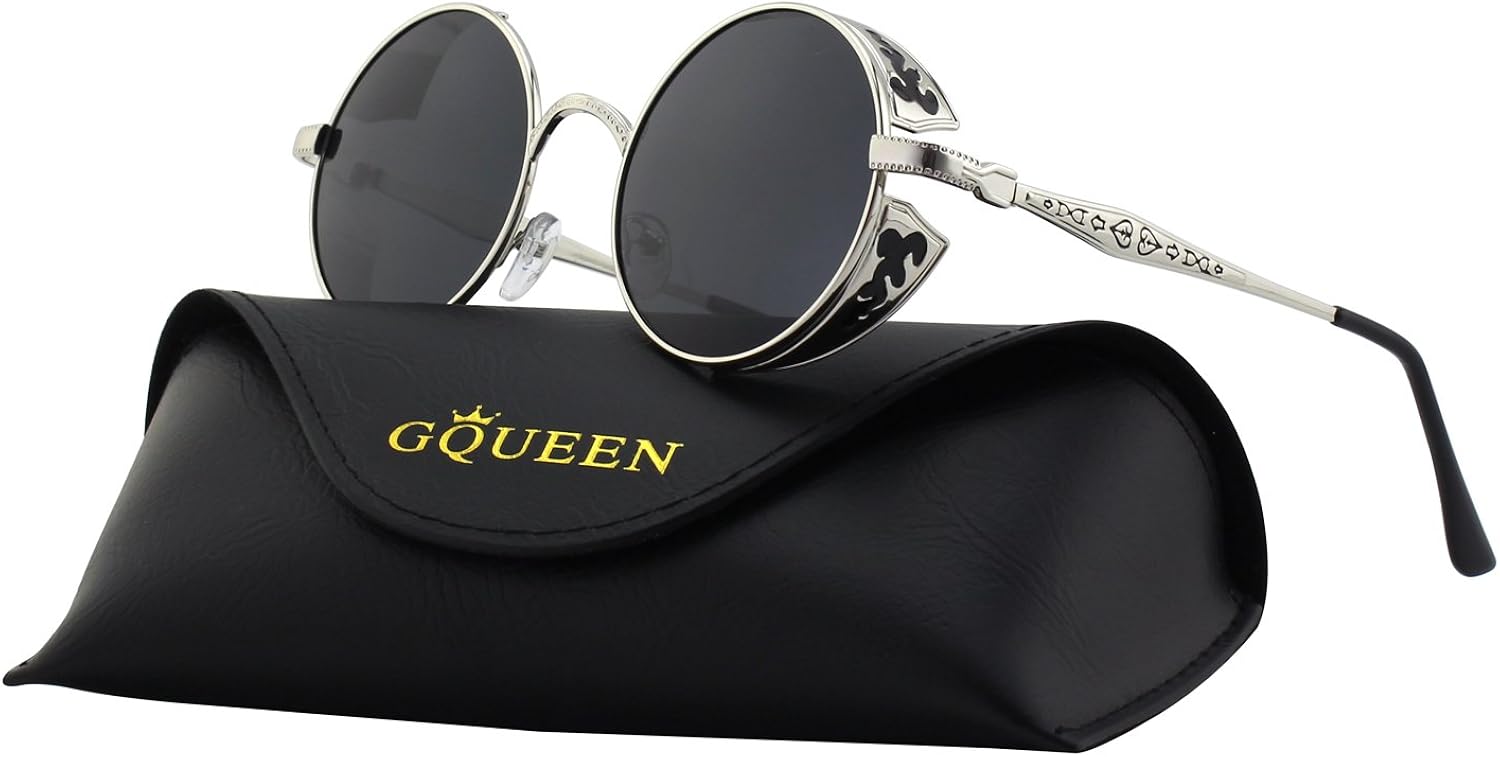 GQUEEN Retro Round Steampunk Polarized Sunglasses MTS1 Amazon.co.uk