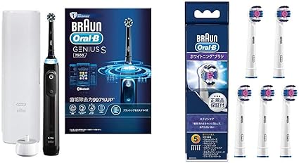 Amazon ブラウン オーラルb 電動歯ブラシ ジーニアスs ブラック 替えブラシ ホワイトニングブラシ 5本入 ブラウン Braun 替えブラシ