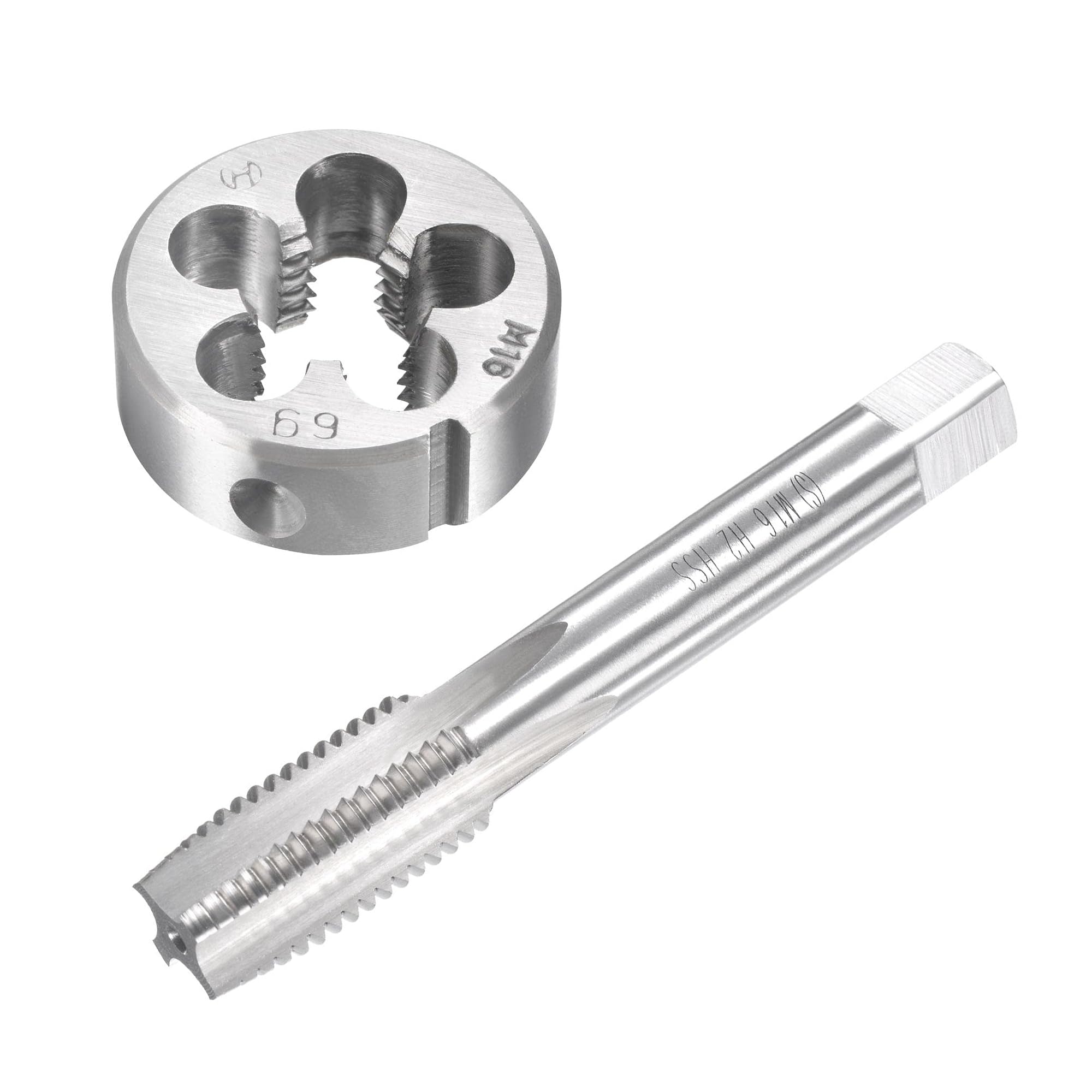 Unifizz M16 x 2mm Metric Tap and Die Set, Machine Thread Screw Tap with Round Threading Die, Tap & Die Kit for Nut Screw Bolt Thread Repair