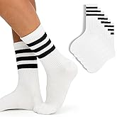 4 PAIRS Striped Crew Socks For Women Casual Cotton Novelty Retro Athltic Socks Unisex MultiColor