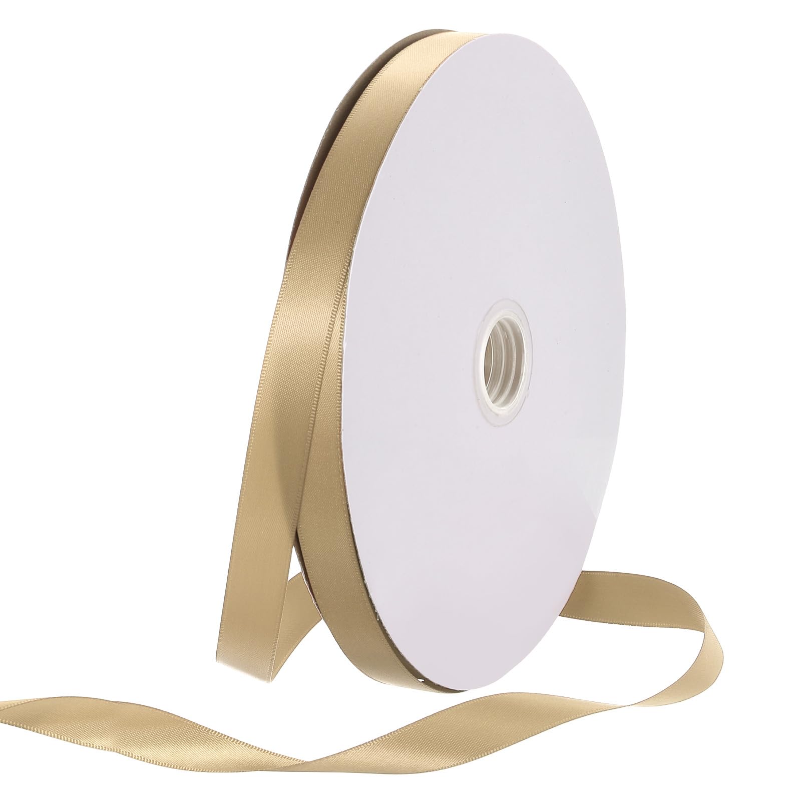 Rebower 15mm Satin Ribbon 46m Thick Double Face Grosgrain Silk Ribbon, [for Gift Wrapping, Hair Bows, Wedding, Cake, Flower] - 50 Yard/150ft/ Gold