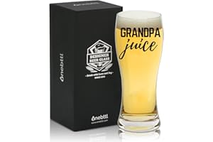 Onebttl Grandpa Gifts Beer Pint Glass for Christmas, Father's Day, Grandpa Juice 15oz Beer Glass from Granddaughters Grandson