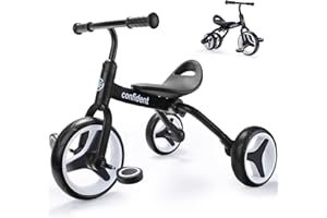 XIAPIA 4 in 1 Tricycle for Toddlers Age 2-5, Foldable Toddler Bike, Toddler Tricycle, Baby Balance Bike with Adjustable Seat and Detachable Pedal, Ride-on Toys for 3-5 Years Old Boys Girls Birthday