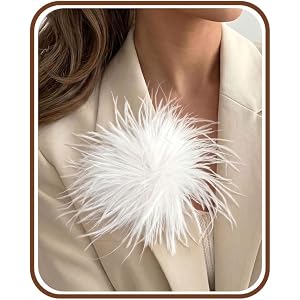 IRONBOX Feather Brooches and Pins for Women - Large Flower Brooch Corsage | Elegant Oversized Floral Lapel Pins Suit Clothes