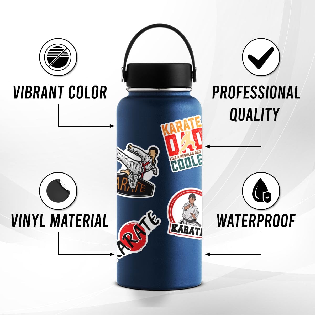 Mua 50 Pack Pcs Karate Stickers for Water Bottles Waterproof Vinyl ...