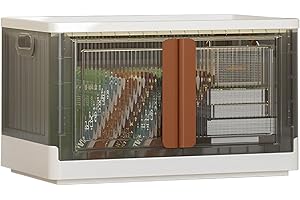 T&Jero 19 Gal Collapsible Storage Bins with Lids and Wheels, Stackable Plastic Closet Organizer with Doors, Foldable Storage 