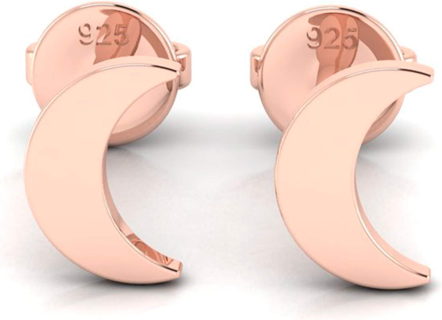 Sterling Silver Crescent Moon Stud Earrings – Gift Boxed 925 Silver Earrings for Women 6mm