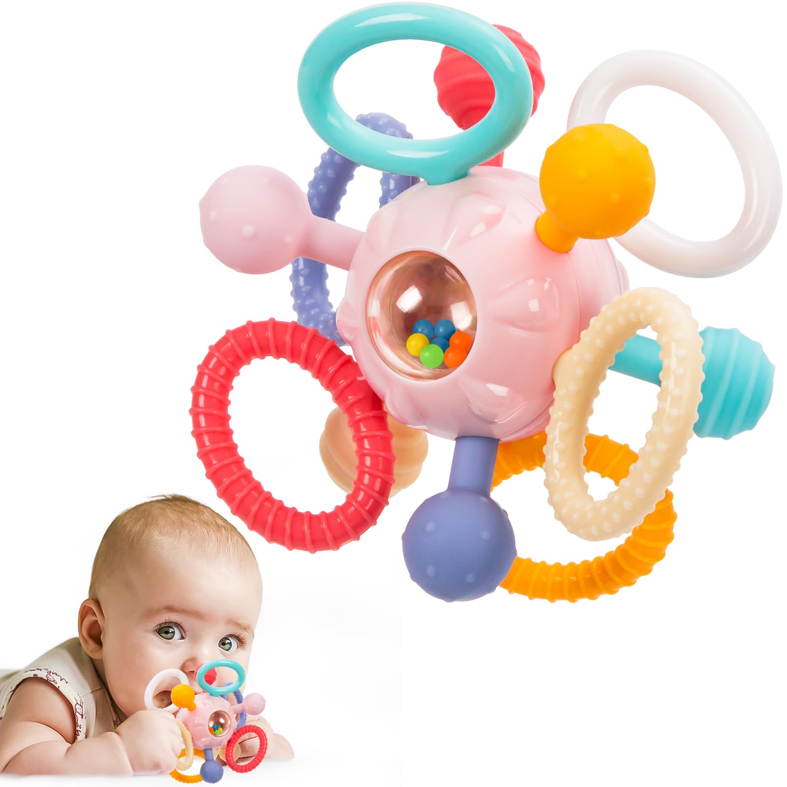 Photo 1 of Montessori Teething Toys for Babies 0-6 6-12 Months, Baby Teether Sensory Toys for 0 3 6 9 12 18 Months, Newborn Infant Learning Toys for 1 2 Year Old Boys Girls
