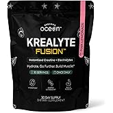 Organics Ocean Krealyte Fusion - Instantized Creatine Monohydrate Powder with Electrolytes - Muscle Strength, Endurance & Hydration Support - Vegan, Sugar-Free, Pink Lemonade Flavor - 30 Servings