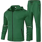 BGOWATU Men's Tracksuits Set Full Zip Jacket Hoodie Sweatsuit Running Sport Pants Outfits for Men with Zipper Pockets