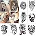 COKOHAPPY 8 Sheets Large Temporary Tattoo Half Arm Extra Sleeve Elephant, Dead Skull, Lion, Owl, Dragon, Tiger, Wolf for Guys Man Shoulder Chest Back