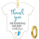 50 PCS Cute Blue Little Feet Thank You Tags - Baby Shower Favor Decorations