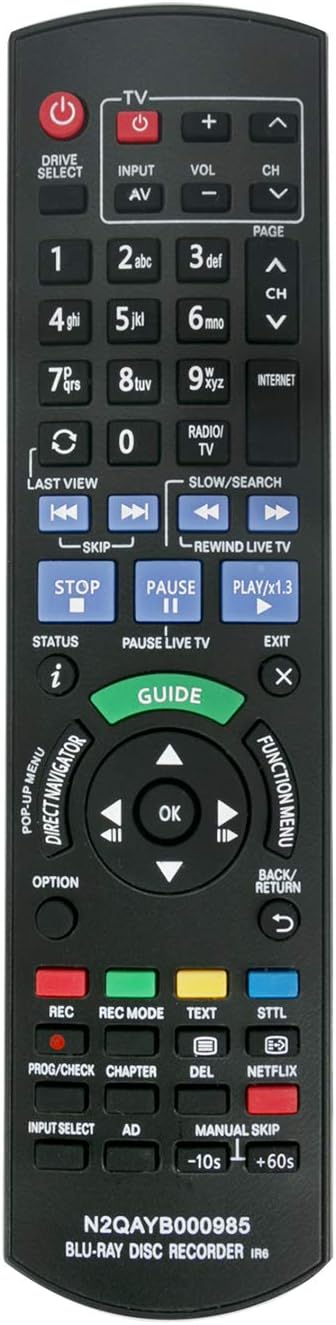 VINABTY N2QAYB000985 Replacement Remote Control Fit for Panasonic Blu-ray Player DMR-BWT740 DMR-BWT840 DMR-BWT835 DMR-BWT720 DMR-BWT820 DMR-BWT720EB DMR-BCT940 DMR-BST940 DMR-BCT845 DMR-BCT745 - Image 4