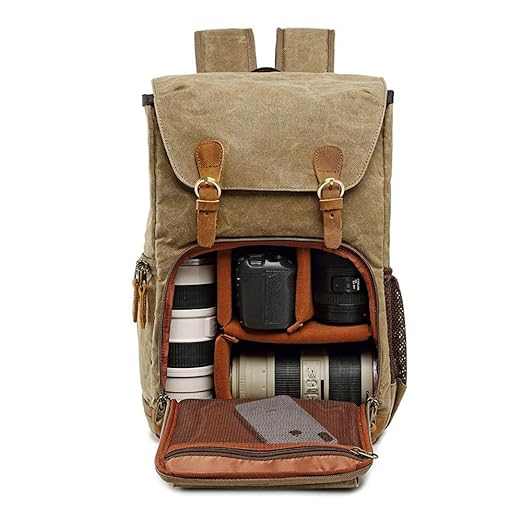 Bangxiu Bolsa de cámara Duradera SLR/DSLR Lona Cámara Mochila Gran ...