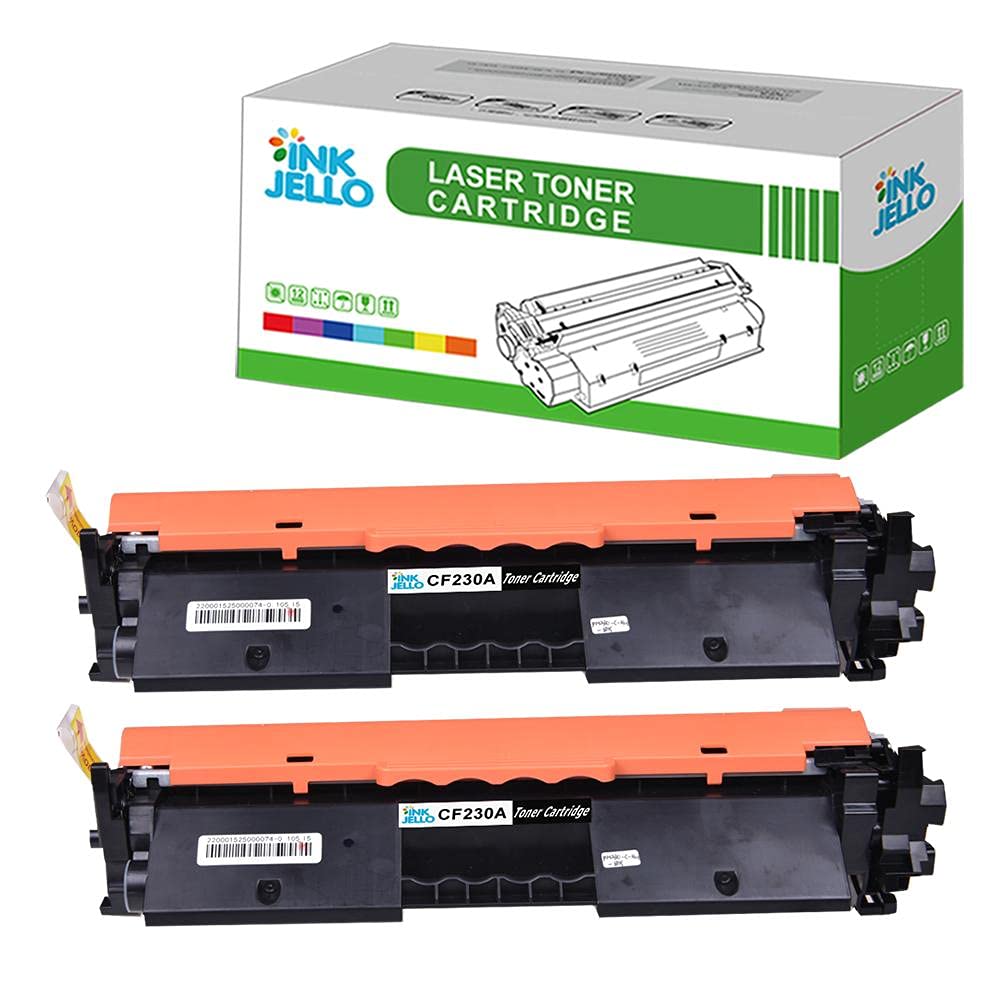 InkJello Compatible Toner Cartridge Replacement for HP LaserJet Pro M203 M203dn M203dw, MFP M227 M227fdn M227fdw M227sdn CF230A with Chip (Black, 2-Pack)