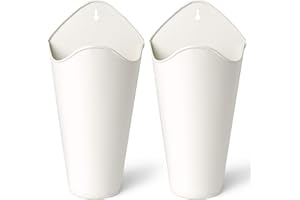 Mkono Galvanized Metal Wall Planter Farmhouse Wall Vase for Artificial Plants Flowers, Rustic Hanging Fake Flowers Holder Country Home Bedroom Living Room Decor Set of 2, White, Small