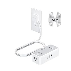 TESSAN Flat Plug Extension Cord 5 FT, Surge