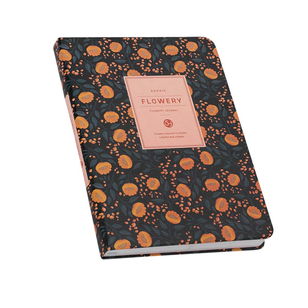 A5 Floral Notebook Notepad Daily Diary Planner Undated Personal Planner Organiser Weekly & Monthly Planner Flower Layout Schedule Timetable Notebook Journal with Bookmark Ribbon 200 Pages