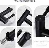 Wasserrhythm Basin Pillar Taps Pair Black Monobloc Twin 1/4 Turn 2PCs view 9