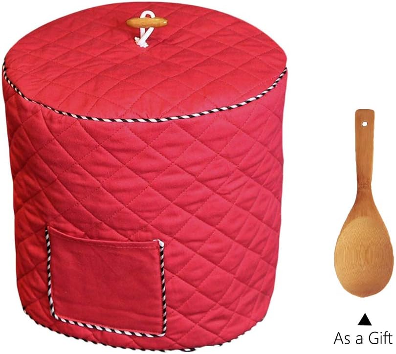 Instant Pot Cover with Wooden Ladle Pocket Pressure Cooker Cover for 6 Quart Instant Pot Dust Proof Covers for Appliances Decorative Appliance Covers with Pocket - Red