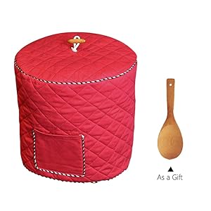 Instant Pot Cover with Wooden Ladle Pocket Pressure Cooker Cover for 6 Quart Instant Pot Dust Proof Covers for Appliances Decorative Appliance Covers with Pocket - Red