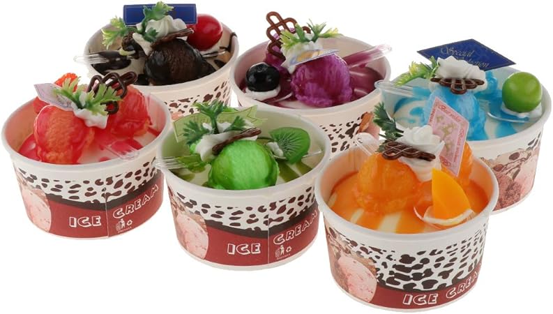 Amazon 食品サンプル ディスプレイ 模型 アイスクリーム 模型 おままごと 教育玩具 食べ物 撮影ツール 6個 食べ物 おもちゃ