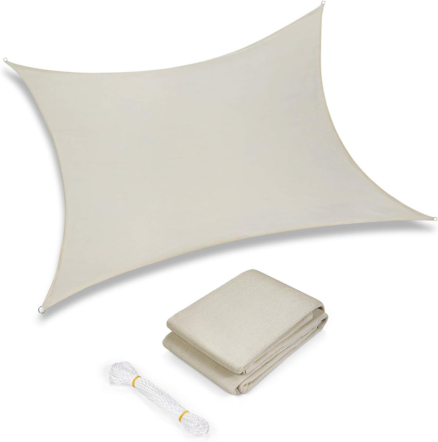 Sunkorto 12x16 Rectangle UV Block Sun Shade Sail Perfect for Outdoor Patio Garden Beige