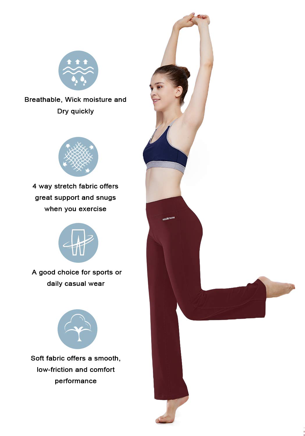 BUBBLELIME Women's High Waist Bootcut Yoga Pants - Tummy Control Flare Leggings With Back Pockets - View #11