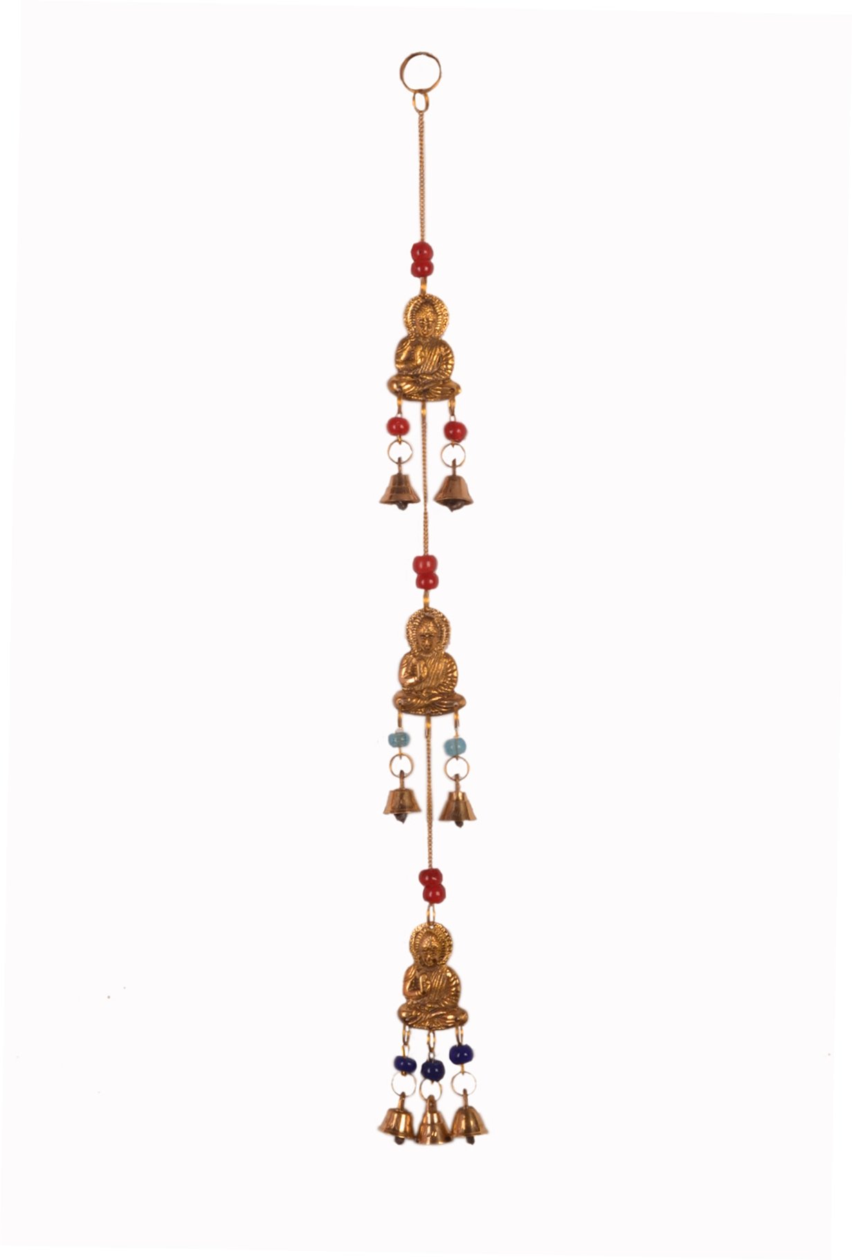 Purpledip Wind Chime With Buddha Statues & Bells: Unique Wall Décor For Good Luck & Positive Energy (11081)