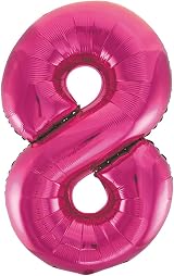 Unique Pink Number 8 Shaped Large Foil Balloon 86cm One Piece