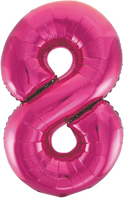 Unique Pink Number 8 Shaped Large Foil Balloon 86cm One Piece