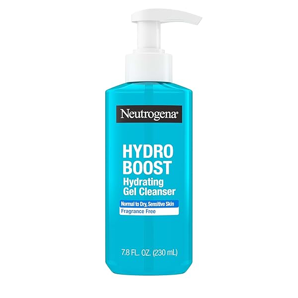 NEUTROGENA HYDRO BOOST FACE WASH, FRAGRANCE FREE, HYDRATING FACIAL CLEANSER WITH HYALURONIC ACID, DAILY FOAMING FACE WASH & MAKEUP REMOVER, HYPOALLERGENIC GEL CLEANSER, 7.8 FL. OZ
