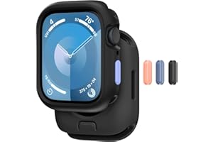 MAGEASY Protective Case for 45mm Apple Watch Series 9, Series 8, Series 7 | Shock-Absorbing Silicone Bumper, Skin - Midnight Black