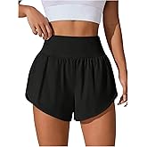 RoseSeek Women's High Waisted Athletic Running Shorts Sporty Elastic Gym Workout Shorts